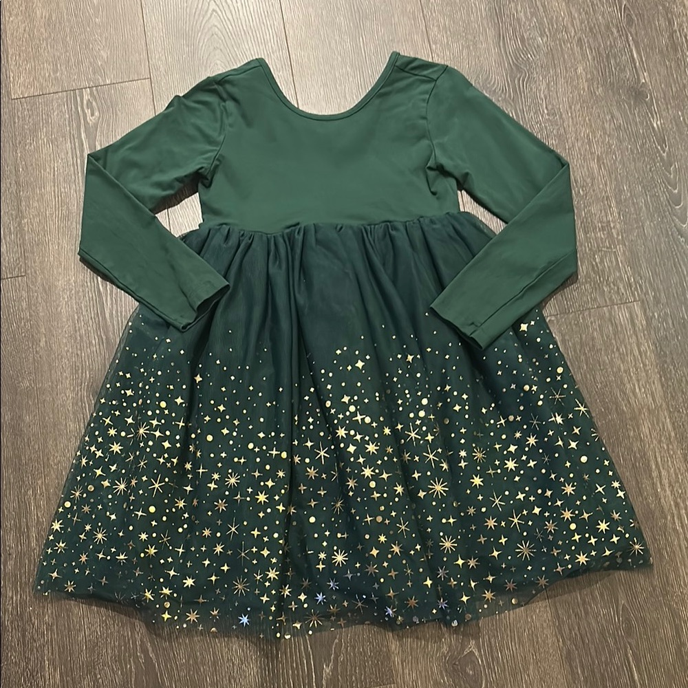 Hanna Andersson Green Fit and Flare Long Sleeve Dress